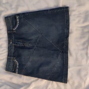 White House Black Market Blue Denim Jeweled Skirt Size 4